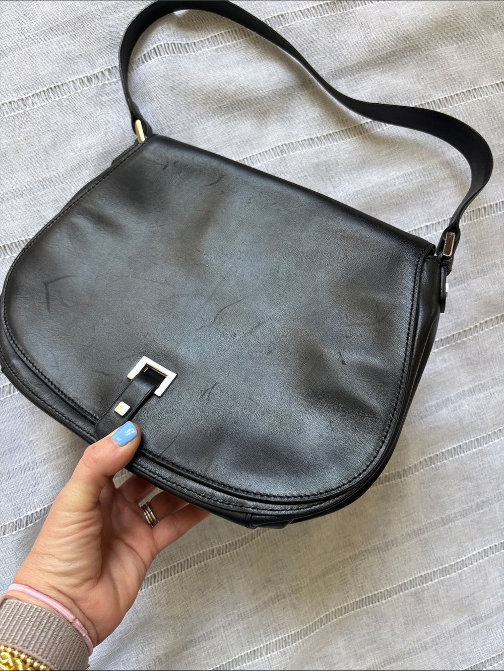 Ann Taylor Classic Black Leather Shoulder Bag - Picture 6 of 14